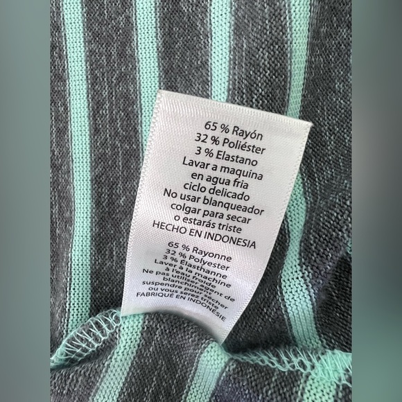 LuLaRoe Long Open‎ Duster Cardigan Sweater Women's Sz S Teal Green Gray Striped - Picture 9 of 9